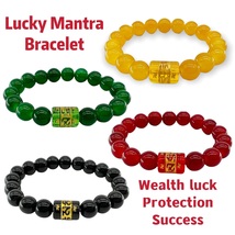 Agates Stone Beads Mantra Bracelet Lucky Healthy Wealthy Feng Shui  - £6.72 GBP