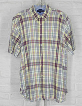 Tommy Hilfiger Shirt Preppy Short Sleeve Multicolored Plaid Large - £15.65 GBP