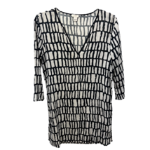 J. Crew Womens Tissue Tunic Top Black White Abstract 3/4 Sleeve V Neck S... - £14.02 GBP