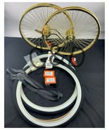 20&quot; GOLD WHEEL 72 SPOKES FRONT&amp; COASTER, TWO TIRES &amp; TWO TUBES, LOWRIDER - £544.93 GBP