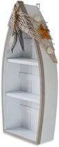 Beach Theme Display Boat with 3 Shelves White Nautical Standing Boat Shelf Decor - £20.57 GBP