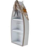 Beach Theme Display Boat with 3 Shelves White Nautical Standing Boat She... - £20.73 GBP