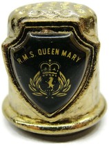 R.M.S. Queen Mary Crown Crest Vintage Gold Tone Metal Thimble - $19.79