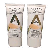 2 x Almay Ageless Smart Shade Foundation #300 Medium Tone Matching Techn... - $19.00