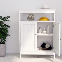 Bathroom Standing Storage With Double Shutter Doors Cabinet-White - £69.13 GBP