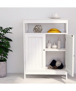 Bathroom Standing Storage With Double Shutter Doors Cabinet-White - £69.43 GBP