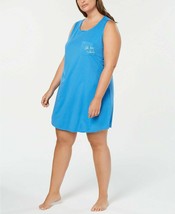 $29.99 Jenni Plus Size Peekaboo-Back Sleepshirt, Blue, Size: 1X - £10.25 GBP