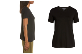 Eileen Fisher Short Sleeve Jersey Tee Top NWT Petite P Black - £35.48 GBP