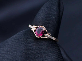 1.70 Ct Oval Cut  Simulated  Ruby Engagement Ring925 Silver Gold Plated - £86.34 GBP