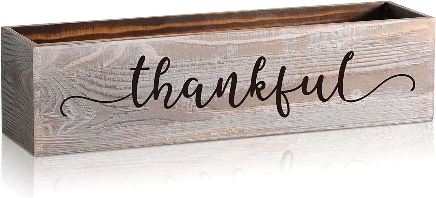 1 Pcs Wood Planter Box Wooden For Centerpieces Rectangular, Thankful Style - $31.99