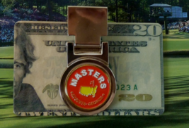 The Masters 25/26 Style Logo Red Spring Loaded Money Clip - Gold Plated ... - $24.66