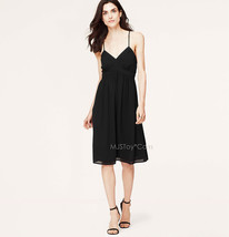 Nwt Ann Taylor Loft Racerback Black Cami Stylish Casual Lite Summer Dress Size 2 - £48.06 GBP