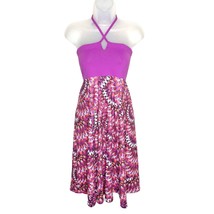 PRANA pink print stretchy halter summer travel dress size small - $644.76 MXN