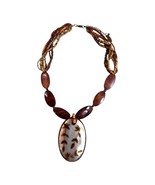 Coldwater Creek Bakelite Look Plants Boho Beaded Necklace Large Leaf Pen... - £17.52 GBP