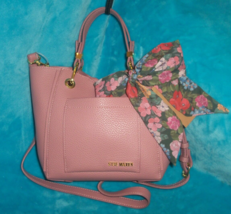 STEVE MADDEN Bkarta Pink Crossbody Satchel Bag With Floral Scarf-OUTER P... - £34.45 GBP
