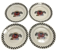 Nascar 11&quot; Dinner Plates Lot of 4 Red Car 2002 Micro DW Oven Safe Gibson Vintage - £58.35 GBP