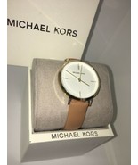 Michael Kors Runway Ladies Light Brown Leather &amp; Gold Case 38mm Watch MK... - £158.60 GBP