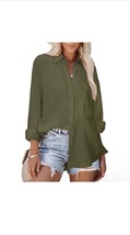 Siliteelon Button Down Shirts for Women Cotton Oversized Collared with P... - €14,30 EUR