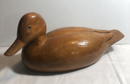 Vintage Hand Made 13” Carved Wood Duck Decoy Primitive Folk Art Hand Glazed - £36.64 GBP