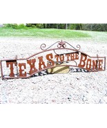 Metal TEXAS to the BONE Sign Wall Entry Gate 44 3/4 inch bz - £99.90 GBP