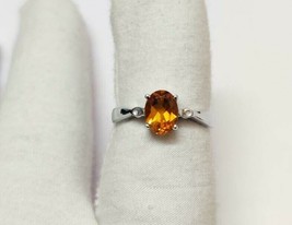 Silver Citrine Ring Orange Citrine Ring 1.2 Ct Silver Citrine Band - £28.86 GBP