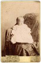 Circa 1880&#39;S Cabinet Card Adorable Little Baby in White Dress Hull Braddock, PA - £7.46 GBP