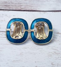 Vintage Clip On Earrings - Blue Rounded with Open Center - $13.99