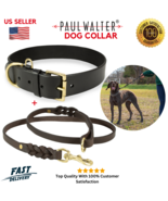 Geniune Leather Dog Leash Heavy Duty Lead Training+Dog Collar for Small ... - $29.69+