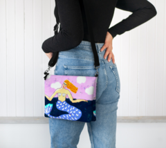 Funky Abstract Art Mermaid Vegan Leather Crossbody Bag Purse Shoulder Bag - £51.07 GBP