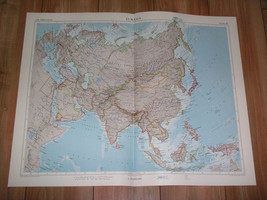 1959 Vintage Map Of Asia China India Russia Indonesia Japan Iran Afghanistan - £21.72 GBP