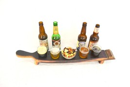 Barrel Stave Beer Flight with 4 Glasses Snack Bowl - Big Domo - Made from barrel - £63.53 GBP