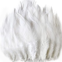 200Pcs White Saddle Hackle Rooster Feather Loose Bulk 5-7 Inch 12-17Cm F... - £14.07 GBP