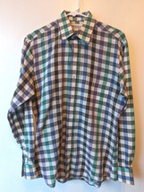 VTG Bud Berma Weekender Oasis Color Block Check Plaid Shirt Mens Size M Button - £19.56 GBP