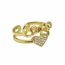 Love Letter Scripted Heart Simulated Diamond Ring 925 Silver Promise Open Band - £60.20 GBP