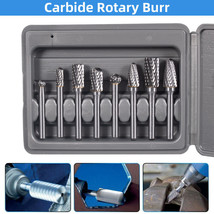 8Pcs 1/4&#39;&#39; Double Cut Tungsten Carbide Rotary Burr Grinding Shank Drill ... - $47.49