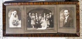 Cabinet Scheda Fotografia Matrimonio Trittico Antico Incorniciato - £158.72 GBP