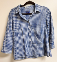 Pendleton Bright Blue White Gingham Shirt Blouce Women&#39;s Cotton Shirt SZ... - $18.32