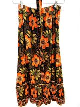 VTG 70s Craig Craely Midi Maxi Skirt Floral Boho Hippie Brown Orange Cot... - $58.00