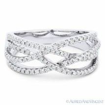 0.44 ct Round Cut Diamond Right-Hand Overlap Loop Fashion Ring in 14k White Gold - £1,284.89 GBP
