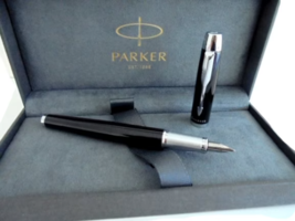PARKER IM I.M. PENNA STILOGRAFICA fountain pen lacque in black steel In ... - $49.00