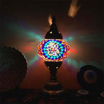 New Style Turkish Mosaic Table Lamp Vintage Art Deco Handcrafted Glass Romantic  - £113.78 GBP+