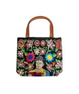 Mia Jewel Shop Extra Large Multicolored Frida Flowers Floral Embroidered Brown S - £31.10 GBP