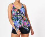 Kim Gravel x Swimsuits For All Net Front Hanky Tankini Animal Garden, Re... - $24.70