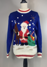 CHRISTMAS SWEATER Evian II Vintage Ugly Party Holiday Size L Santa Tree ... - £18.68 GBP