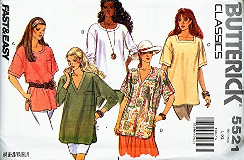 Butterick Classics 5521 Misses and Petite Very Loose Fitting Top; Sizes L-XL - $4.83