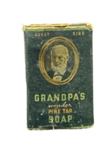 Antique Grandpas Wonder Pine Tar Toilet Soap Unused Guest Size - £19.83 GBP