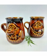 Pretty Ugly Pottery Face Mugs - Vintage  Funky Character Mug Pair - $88.50 CAD
