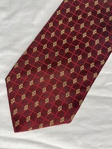 Vintage Jos A Bank Tie Red Gold Pattern 100% Silk italian Made - $186.24 MXN