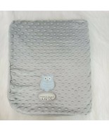 Blankets &amp; Beyond Gray Minky Dot Blanket Blue Owl Soft Velour Plush Boy B70 - $19.99