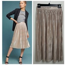 Sabina Musáyev x Anthro Cassia Shine Midi Skirt Size 4 Golden Metallic C... - $933.11 MXN